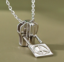 Lovcia Peace Sign Necklace 925 Silver Gold Plated 450mm-Necklaces-Silver-