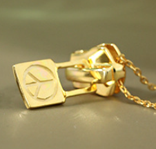 Lovcia Peace Sign Necklace 925 Silver Gold Plated 450mm-Necklaces-Yellow Gold-
