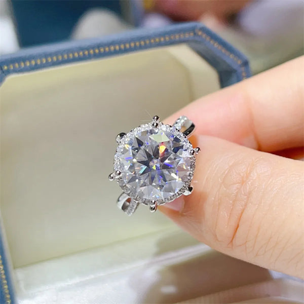 Lovcia Peak Brilliance 5 Carat Round Cut Moissanite Engagement Ring for Women - White-5- - Buy latest trendy Rings for Women and Girls