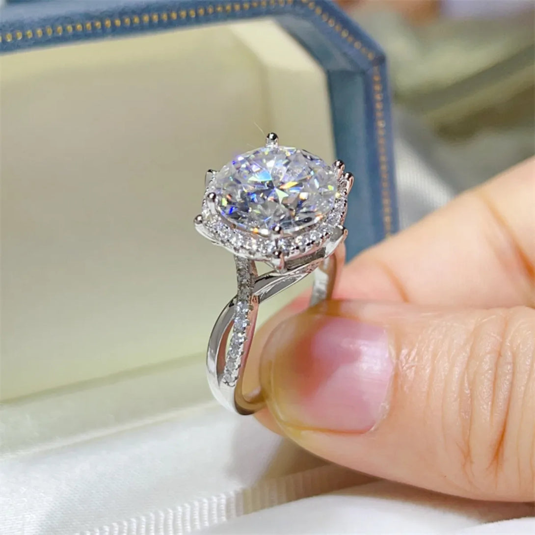 Lovcia Peak Brilliance 5 Carat Round Cut Moissanite Engagement Ring for Women - White-5- - Buy latest trendy Rings for Women and Girls