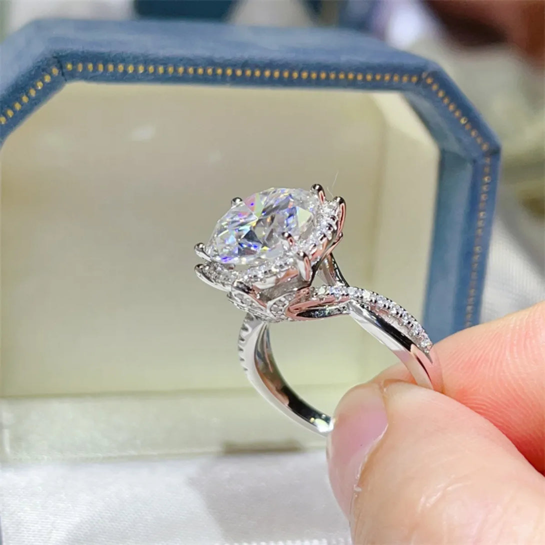 Lovcia Peak Brilliance 5 Carat Round Cut Moissanite Engagement Ring for Women - White-5- - Buy latest trendy Rings for Women and Girls