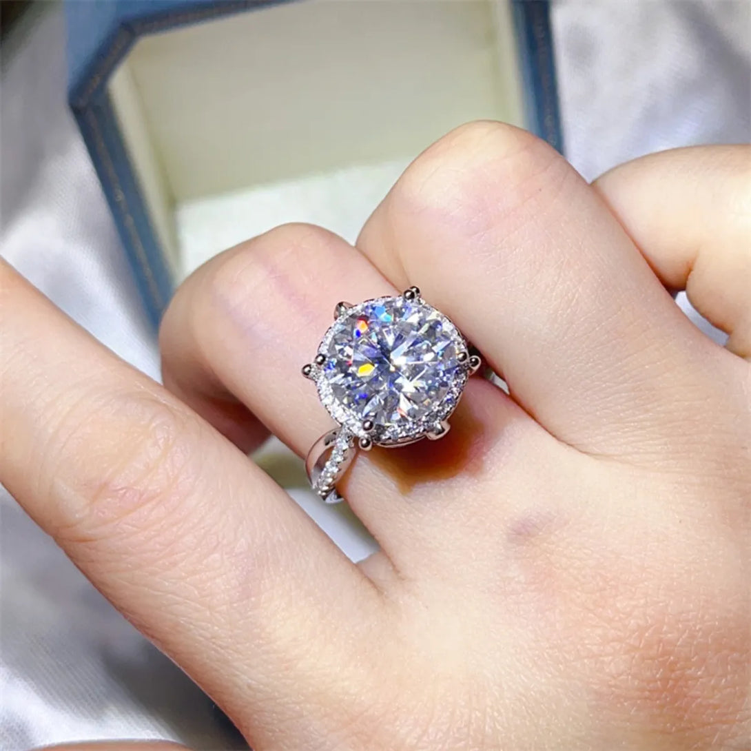 Lovcia Peak Brilliance 5 Carat Round Cut Moissanite Engagement Ring for Women - White-5- - Buy latest trendy Rings for Women and Girls