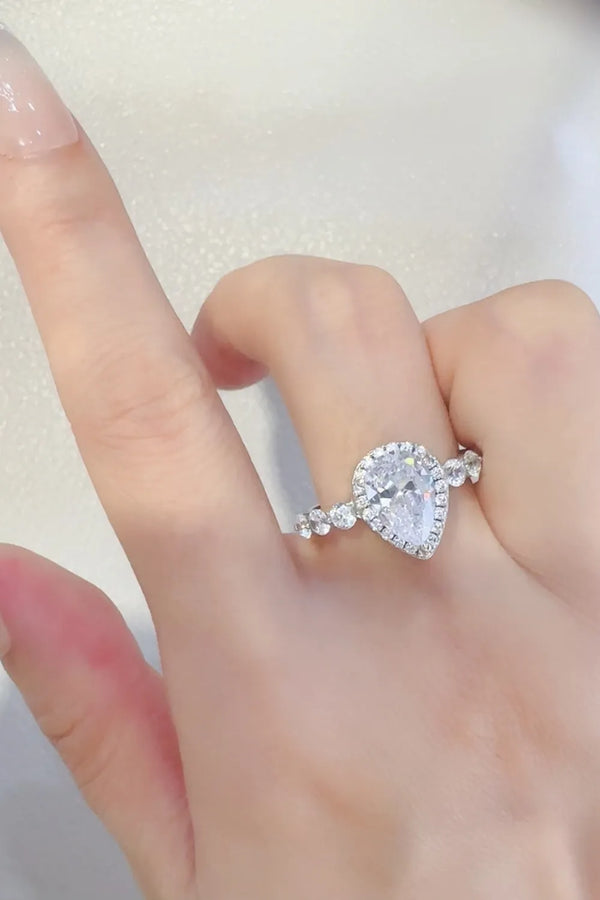 Lovcia Pear-cut 2 Carat Moissanite 925 Sterling Silver Ring for Women - Silver-5- - Buy latest trendy Rings for Women and Girls