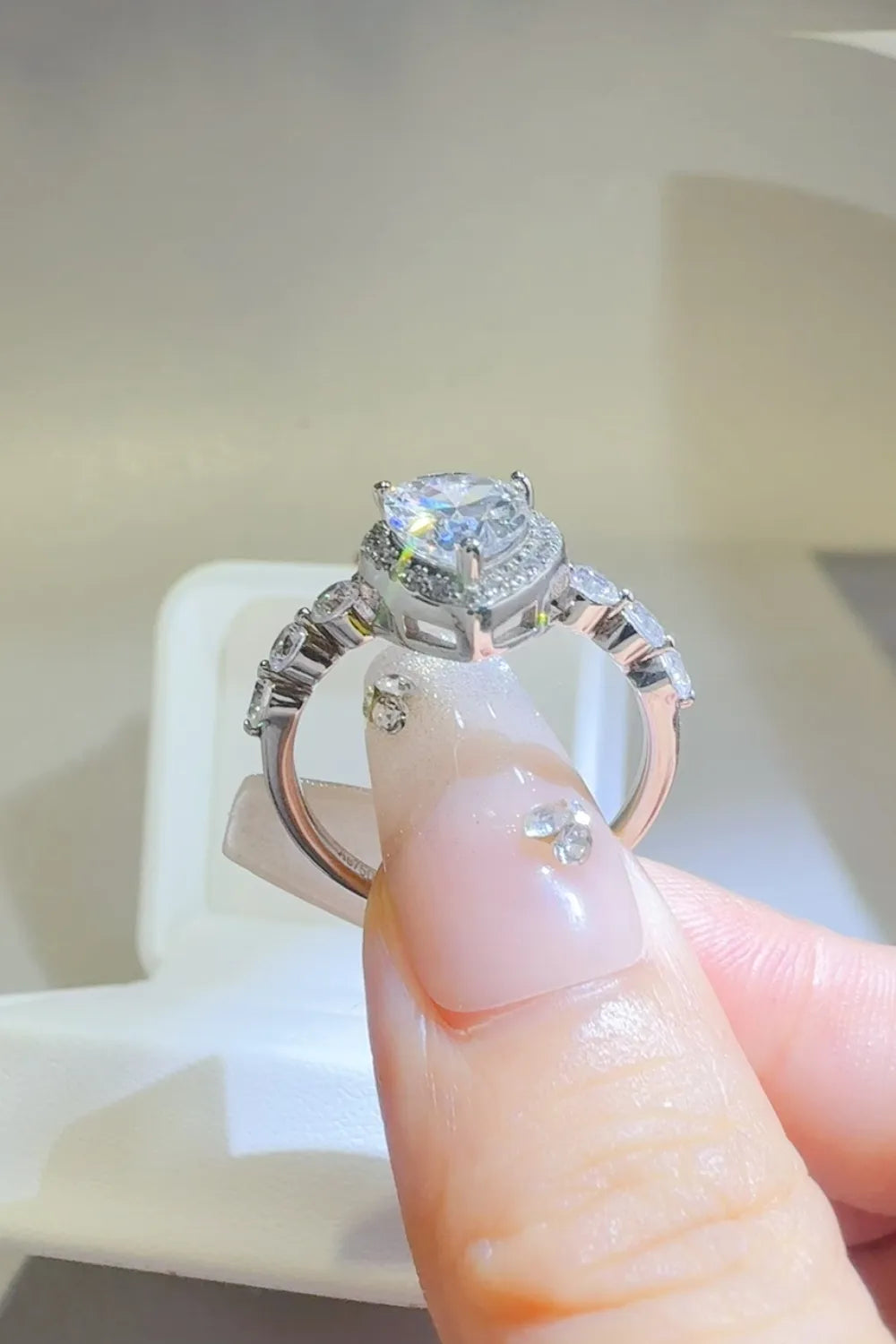 Lovcia Pear-cut 2 Carat Moissanite 925 Sterling Silver Ring for Women - Silver-5- - Buy latest trendy Rings for Women and Girls