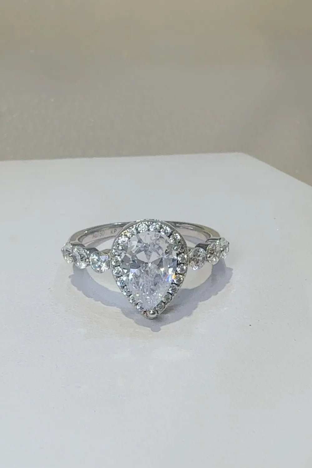 Lovcia Pear-cut 2 Carat Moissanite 925 Sterling Silver Ring for Women - Silver-5- - Buy latest trendy Rings for Women and Girls