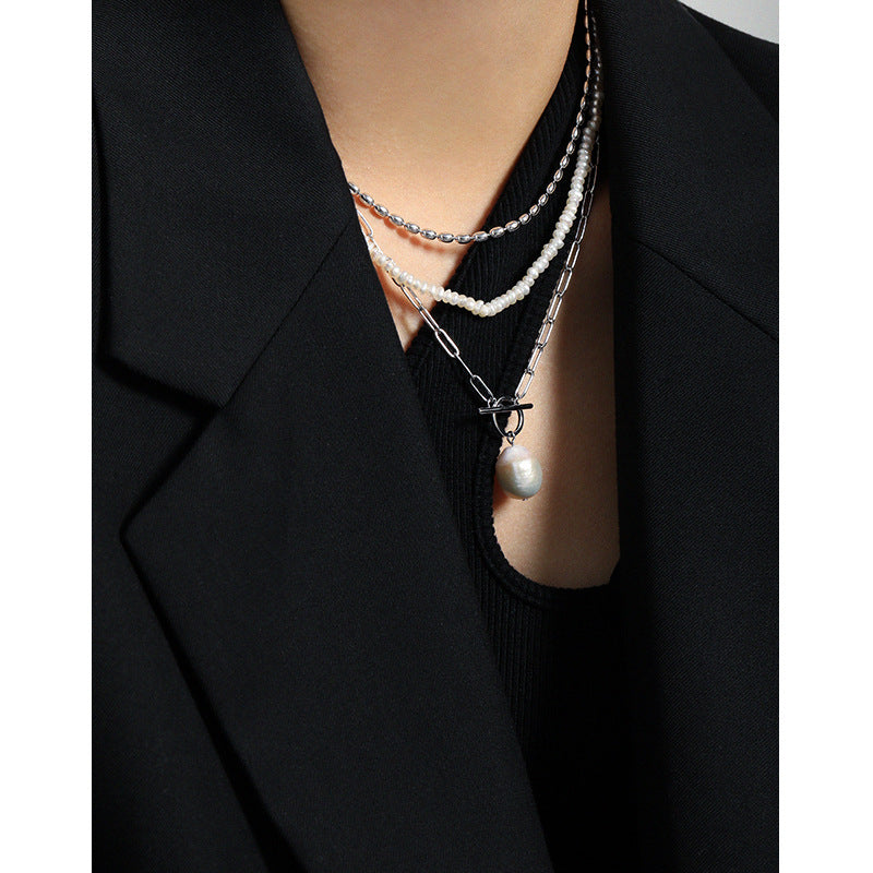 Lovcia Pearl 12.5mm Hollow Chain 925 Silver Necklace-Necklaces-450mm-450mm