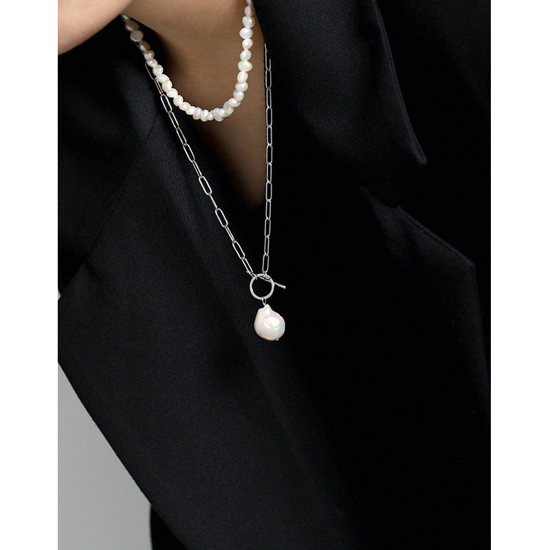 Lovcia Pearl 12.5mm Hollow Chain 925 Silver Necklace-Necklaces-450mm-450mm