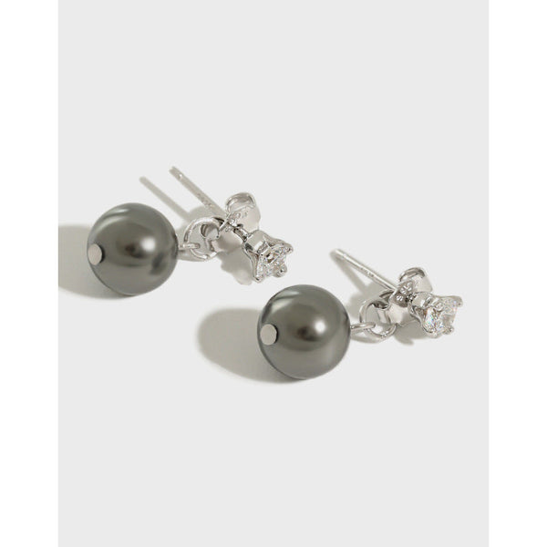 Lovcia Pearl and CZ Stud Earrings in 925 Sterling Silver-Earrings-White Shell Pearl-White Shell Pearl
