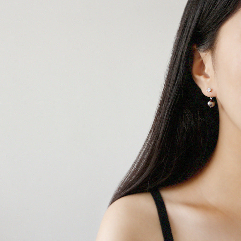 Lovcia Pearl and CZ Stud Earrings in 925 Sterling Silver-Earrings-White Shell Pearl-White Shell Pearl