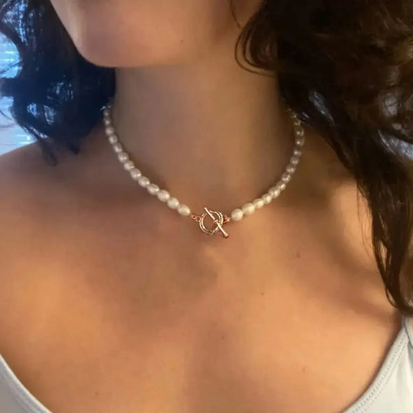 Lovcia Pearl Chain Bracelet And Necklace Set-Necklaces-18cm Golden Suit-18cm Golden Suit