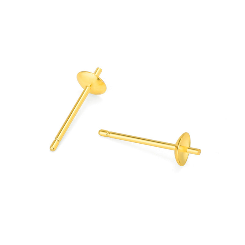 Lovcia Pearl Earring Pins 925 Sterling Silver DIY Kit Gold-Jewelry Making Kits-Champagne Gold-5mm * 0.75mm * 15mm-Champagne Gold
