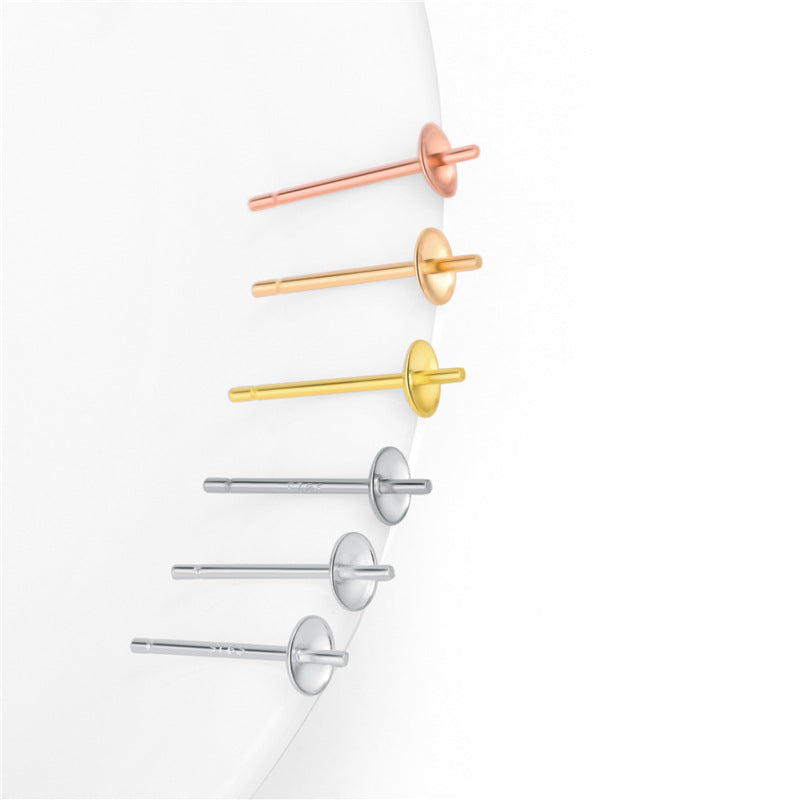 Lovcia Pearl Earring Pins 925 Sterling Silver DIY Kit Gold-Jewelry Making Kits-Champagne Gold-5mm * 0.75mm * 15mm-Champagne Gold