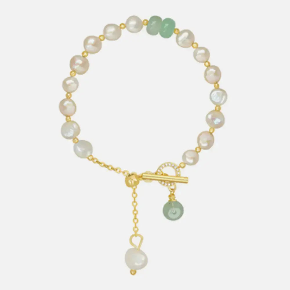 Lovcia Pearl Green Stone Link Bracelet-Bracelets-Pearl-Green Stone-One Size-Pearl-Green Stone