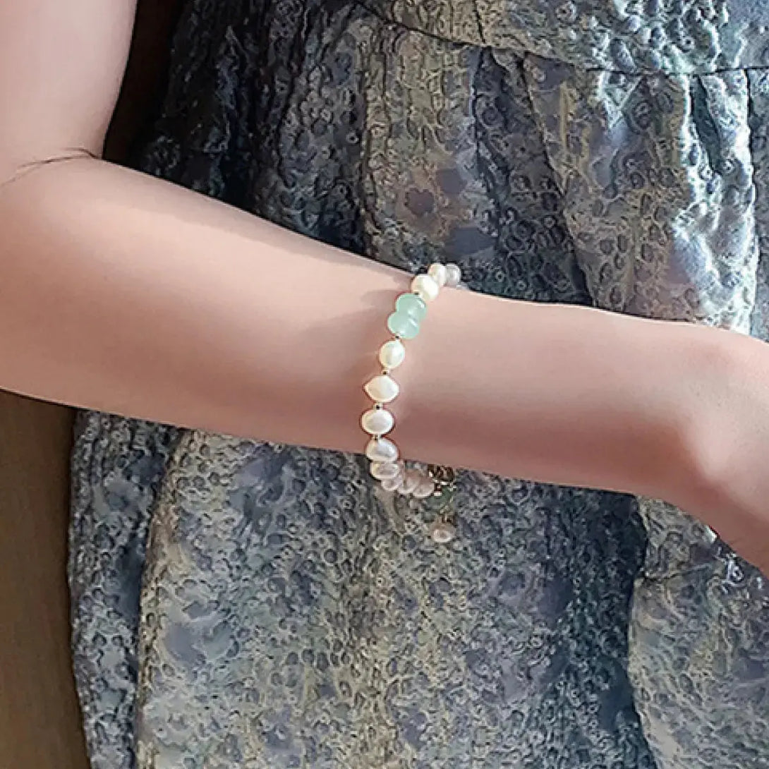 Lovcia Pearl Green Stone Link Bracelet-Bracelets-Pearl-Green Stone-One Size-Pearl-Green Stone