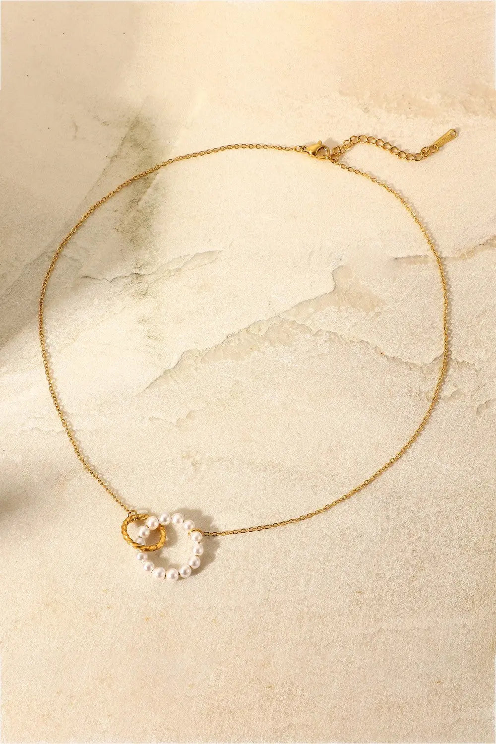Lovcia Pearl Hoop Link Pendant Necklace-Necklaces-White/Gold-One Size-White/Gold