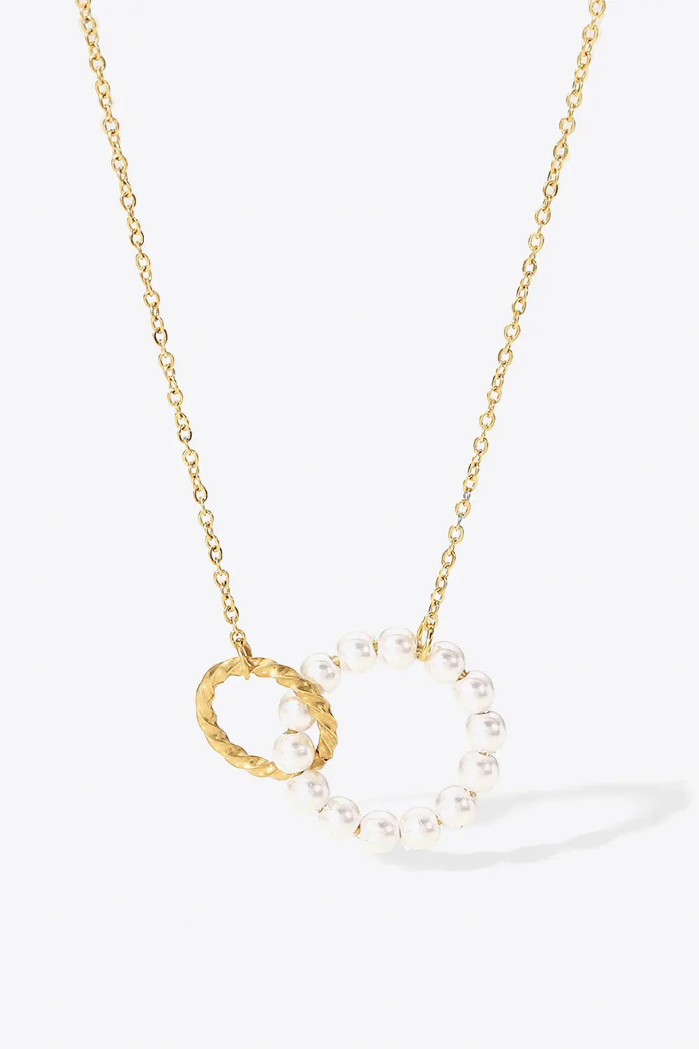 Lovcia Pearl Hoop Link Pendant Necklace-Necklaces-White/Gold-One Size-White/Gold