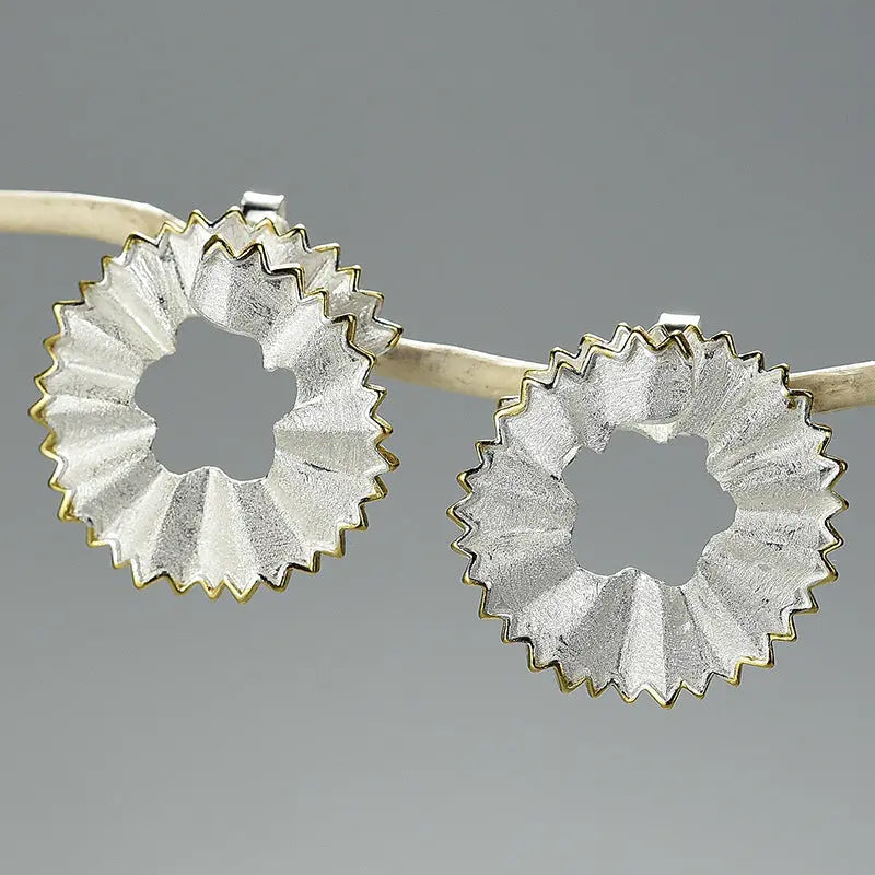 Lovcia Pencil Shavings Design Style Sterling Silver Earrings For Women-Earrings-Silver-Silver