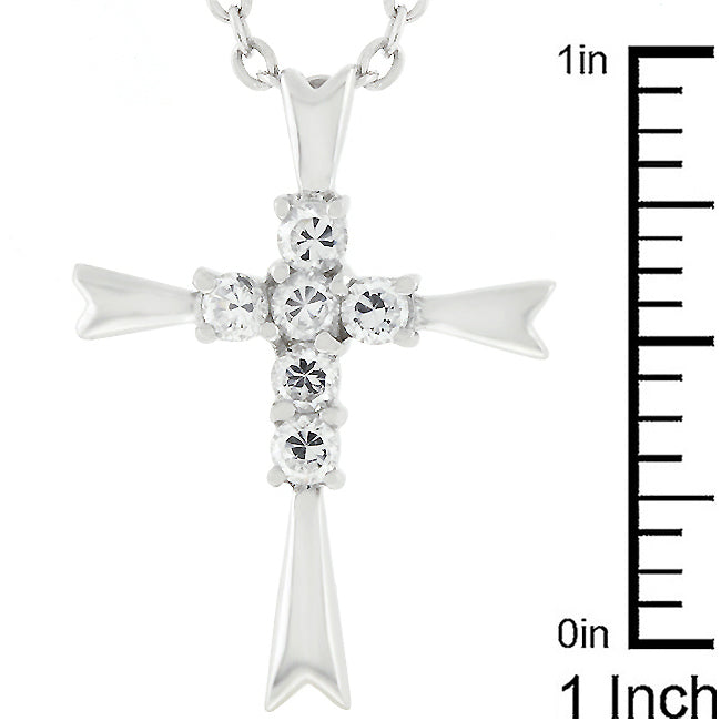 Buy LOVCIA Elegant Rhodium-Plated Cross Necklace with Stones - Latest Stylish Pendants for Women