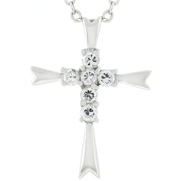 Buy LOVCIA Elegant Rhodium-Plated Cross Necklace with Stones - Latest Stylish Pendants for Women