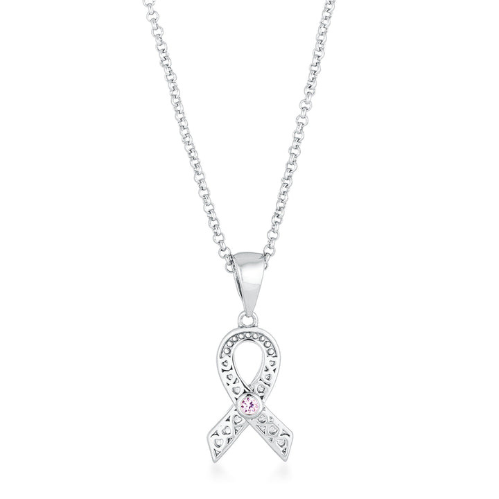 Buy LOVCIA Rhodium-Plated Heart-Filigree Ribbon Pendant for Breast Cancer Awareness - Latest Stylish Pendants for Women