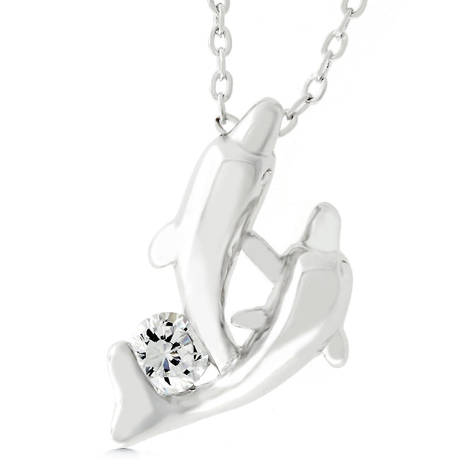 Buy LOVCIA Dolphin Duo Rhodium Pendant Necklace - Latest Stylish Pendants for Women