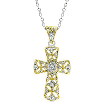 Buy LOVCIA Radiant Gold & Silver Cross Charm Necklace - Latest Stylish Pendants for Women