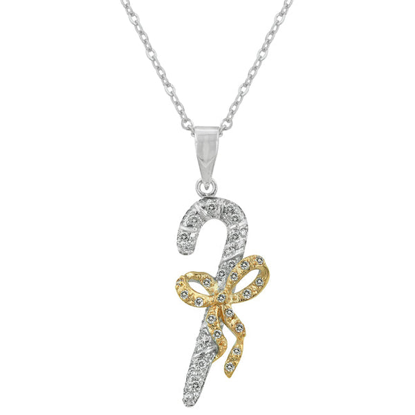 Buy LOVCIA Festive Candy Cane CZ Pendant in Gold & Silver Tones - Latest Stylish Pendants for Women