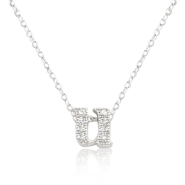 Buy LOVCIA Sparkling Silver Initial U Letter Necklace with Cubic Zirconia Accents - Latest Stylish Pendants for Women