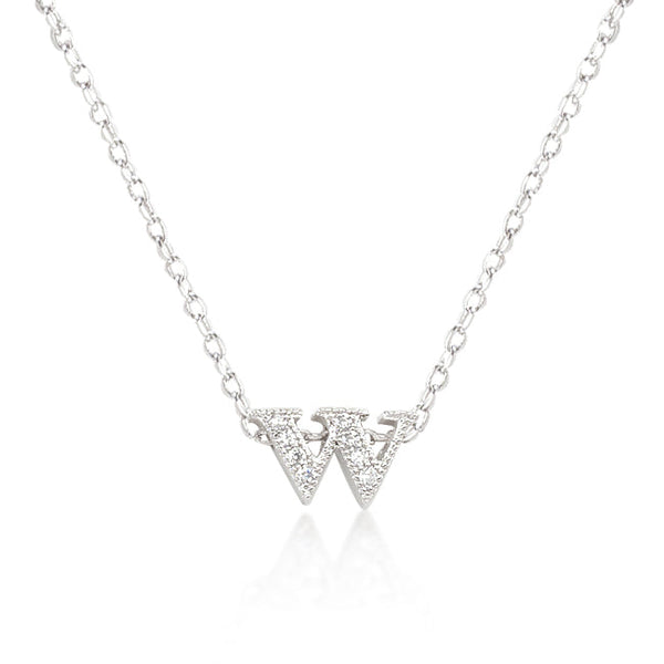 Buy LOVCIA Sparkling Cubic Zirconia Initial W Necklace - Latest Stylish Pendants for Women