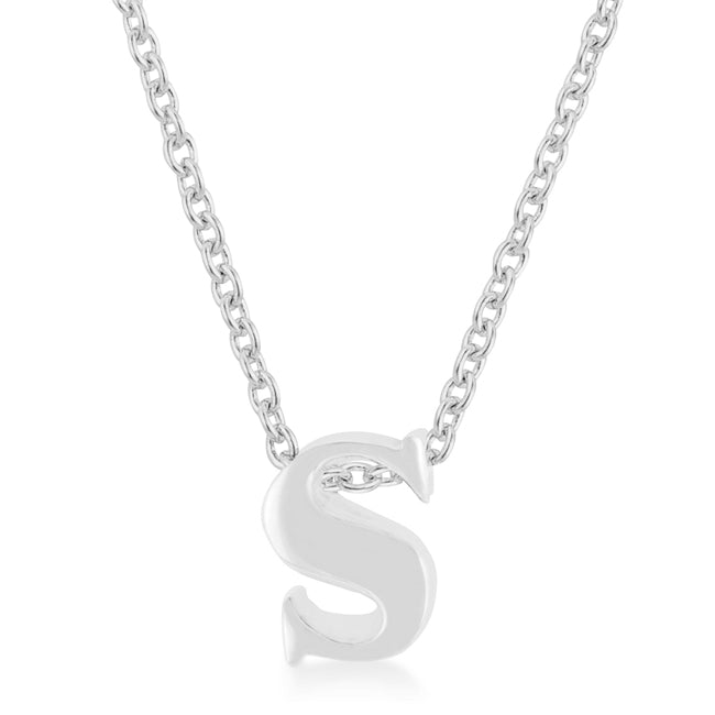 Buy LOVCIA Rhodium Shine Initial S Necklace - Latest Stylish Pendants for Women