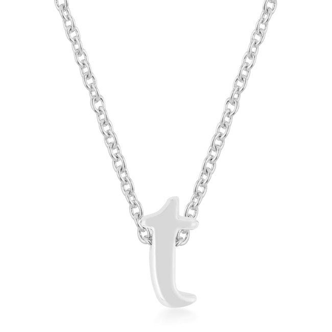 Buy LOVCIA Rhodium Shiny Initial T Necklace - Latest Stylish Pendants for Women