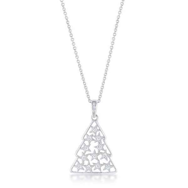 Buy LOVCIA Holiday Pave Christmas Tree Pendant with .2 ct CZ Rhodium - Latest Stylish Pendants for Women