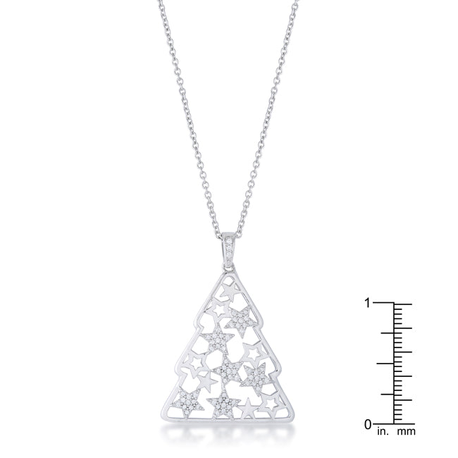 Buy LOVCIA Rhodium-Plated Christmas Tree Pendant with Mixed Star Pave and CZ Stones - Latest Stylish Pendants for Women