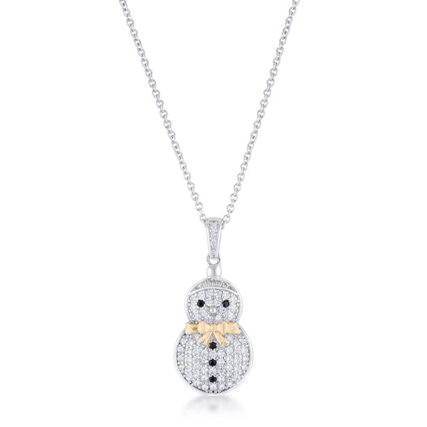 Buy LOVCIA Two-Tone Holiday Snowman Pendant with .35 ct CZ Pave Accents - Latest Stylish Pendants for Women