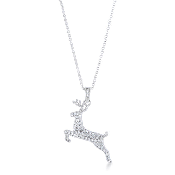 Buy LOVCIA Rhodium-Plated Reindeer Pave Pendant with .35 ct CZ for the Holidays - Latest Stylish Pendants for Women