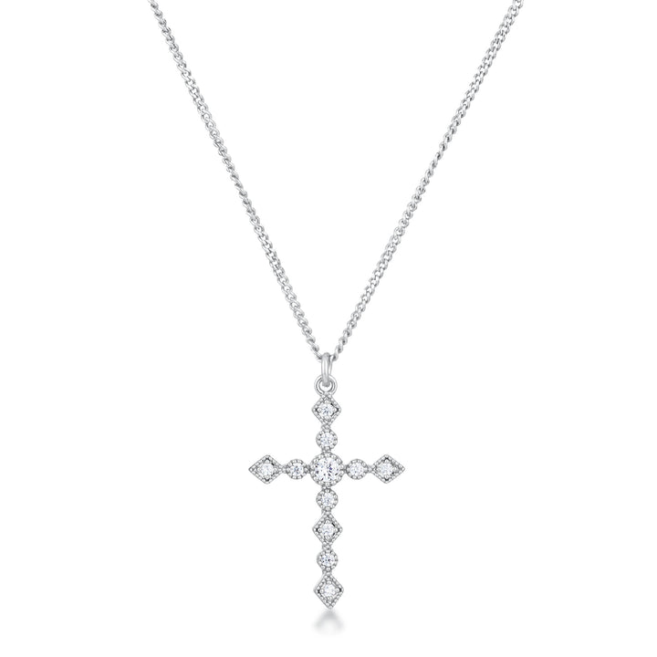 Buy LOVCIA Elegant Art Deco Silvertone CZ Cross Necklace - Latest Stylish Pendants for Women