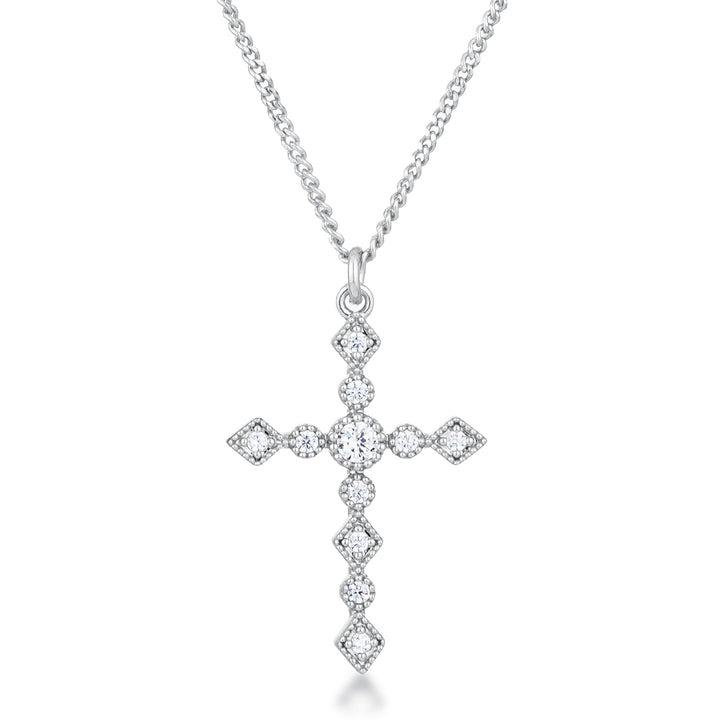 Buy LOVCIA Elegant Art Deco Silvertone CZ Cross Necklace - Latest Stylish Pendants for Women