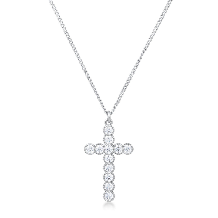 Buy LOVCIA Micro Beaded Silvertone Cross Pendant with Clear Cubic Zirconia - Latest Stylish Pendants for Women