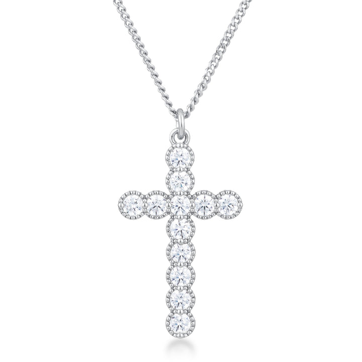 Buy LOVCIA Micro Beaded Silvertone Cross Pendant with Clear Cubic Zirconia - Latest Stylish Pendants for Women