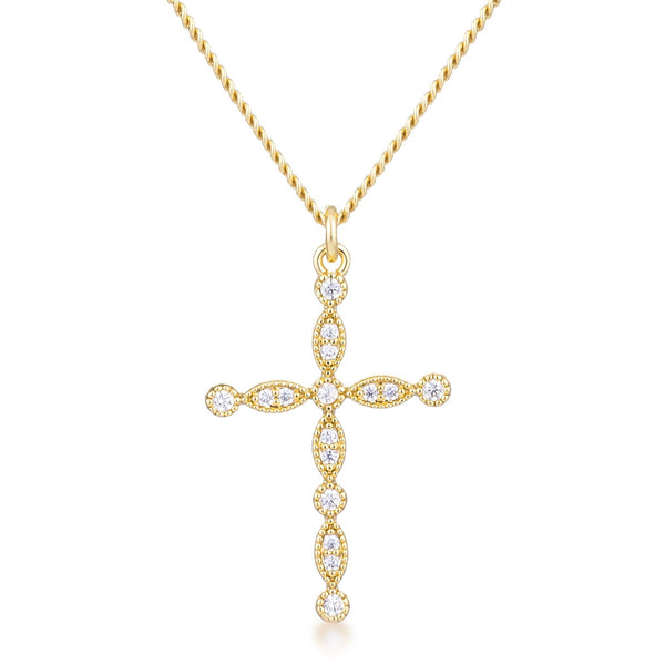 Buy LOVCIA Vintage-Inspired Gold Plated CZ Cross Necklace - Latest Stylish Pendants for Women