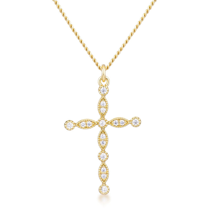 Buy LOVCIA Vintage-Inspired Gold Plated CZ Cross Necklace - Latest Stylish Pendants for Women