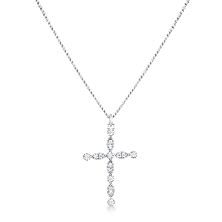 Buy LOVCIA Timeless Rhodium-Plated CZ Cross Necklace with Vintage Charm - Latest Stylish Pendants for Women