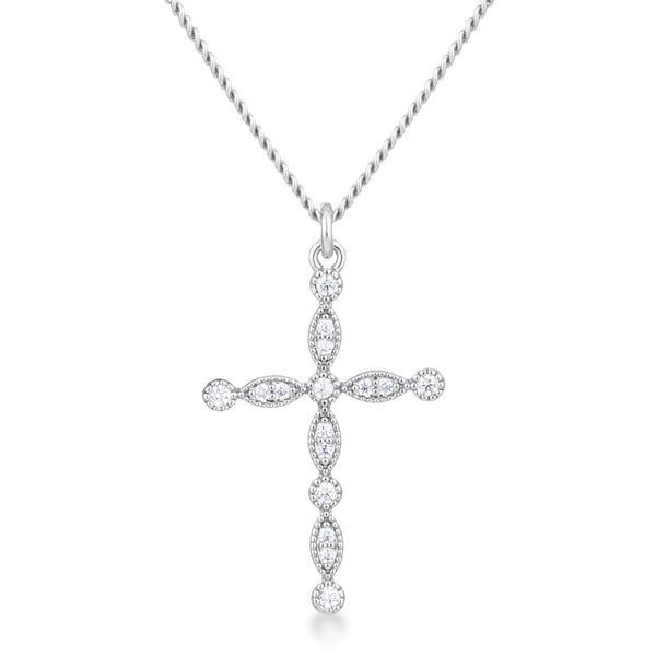 Buy LOVCIA Timeless Rhodium-Plated CZ Cross Necklace with Vintage Charm - Latest Stylish Pendants for Women