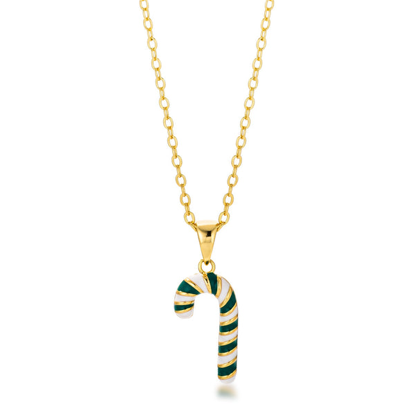 Buy LOVCIA Festive Enamel Candy Cane Pendant Necklace in Gold Plating - Latest Stylish Pendants for Women