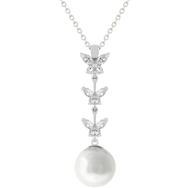 Buy LOVCIA Fluttering Butterfly Pearl Necklace - Latest Stylish Pendants for Women