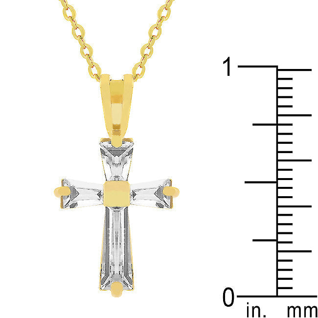 Buy LOVCIA Baguette Cubic Zirconia Cross Pendant in 18k Goldtone Finish - Latest Stylish Pendants for Women