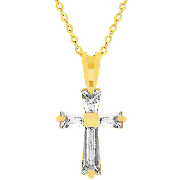 Buy LOVCIA Baguette Cubic Zirconia Cross Pendant in 18k Goldtone Finish - Latest Stylish Pendants for Women