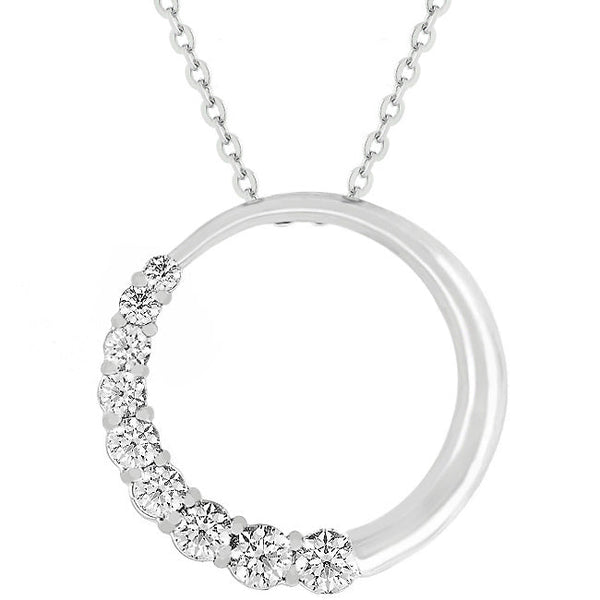 Buy LOVCIA Elegant Rhodium-Plated Circle Pendant with Graduated CZ Stones - Latest Stylish Pendants for Women