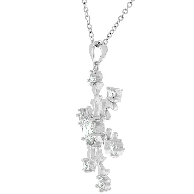 Buy LOVCIA Rhodium Plated Snowflake Necklace with Round Cut Stone - Latest Stylish Pendants for Women