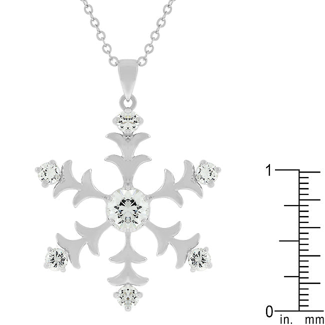 Buy LOVCIA Rhodium Plated Snowflake Necklace with Round Cut Stone - Latest Stylish Pendants for Women